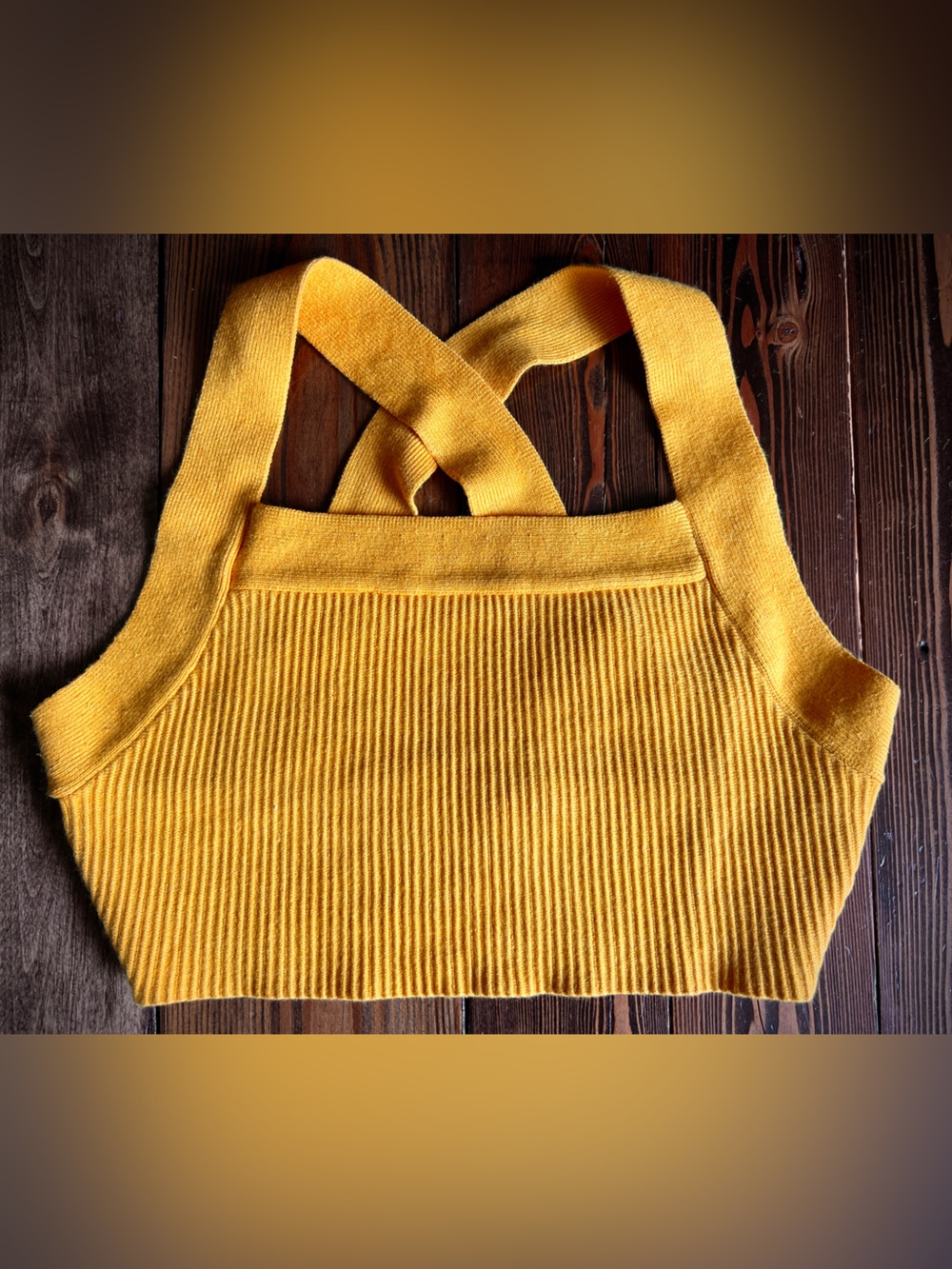 HOUSE OF HARLOW 1960 • Mustard Gold Ribbed Crop Top Tank Festival Boho Scandi